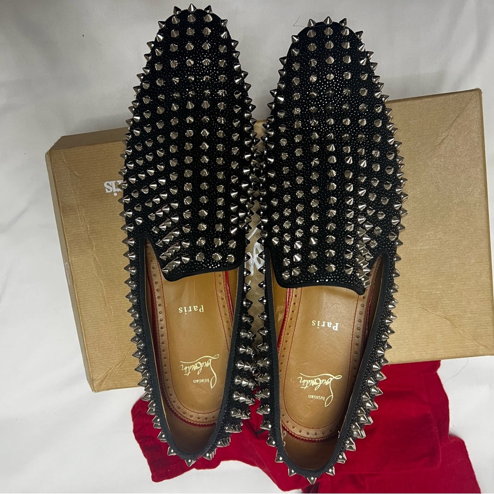 Christian Louboutin Black Spiked Loafers